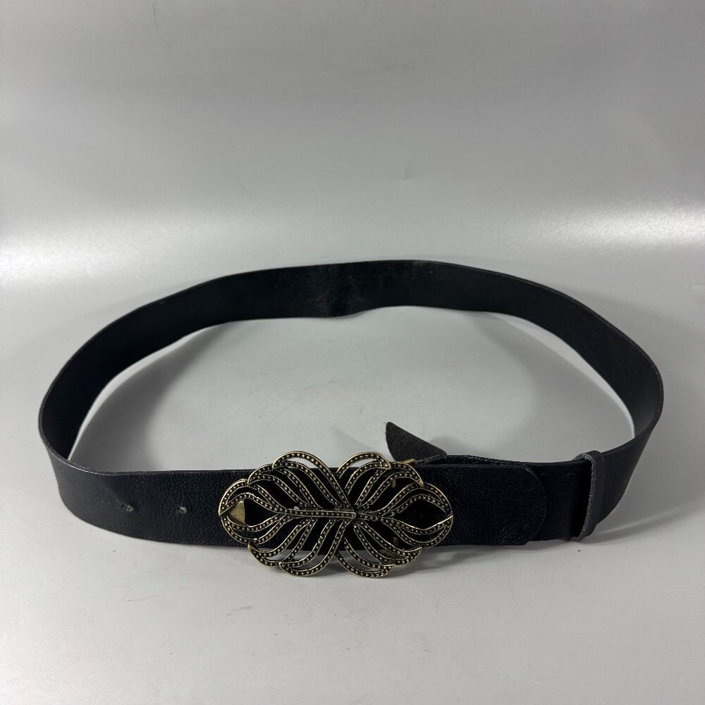 Siberian Genuine Black Leather Belt, Size M